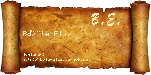 Bőle Eliz névjegykártya